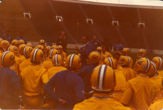 RT Cal HC speaking to players on field